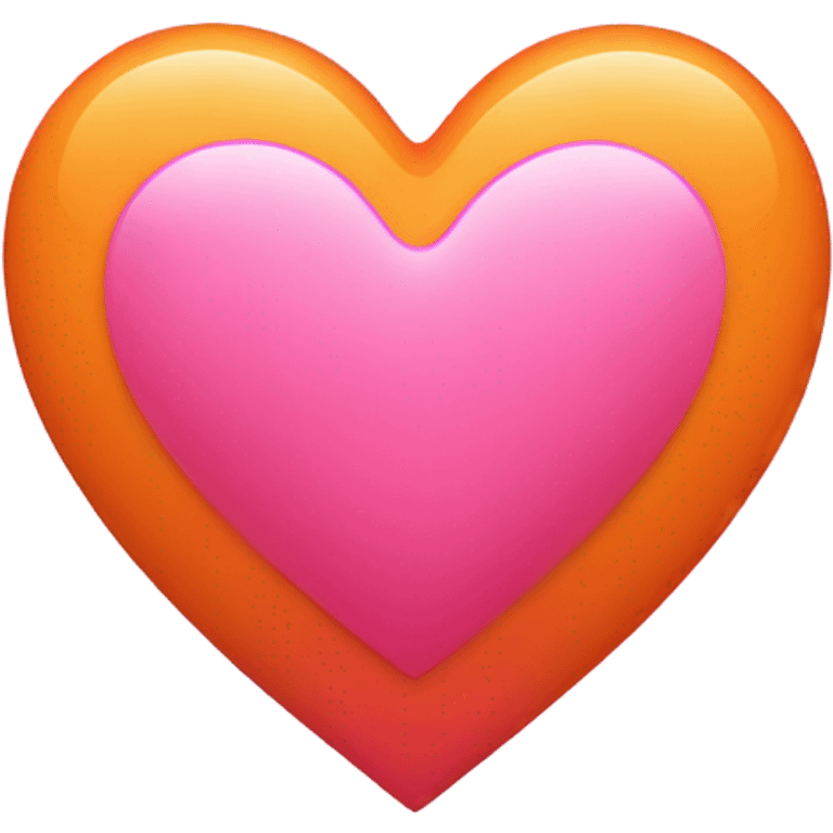 Pink and orange coloured love heart emoji