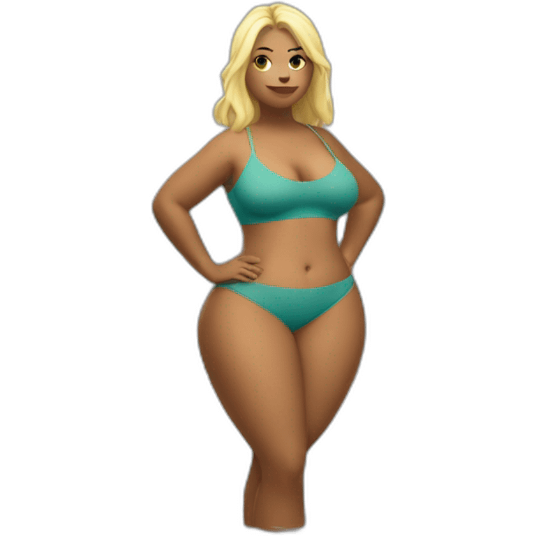 Slim-Thicc woman swimsuit posing full body (blonde, perfect body, hourglass figure) emoji