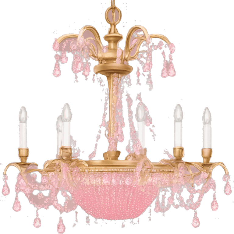 Light pink chandelier with clear crystals hanging  emoji