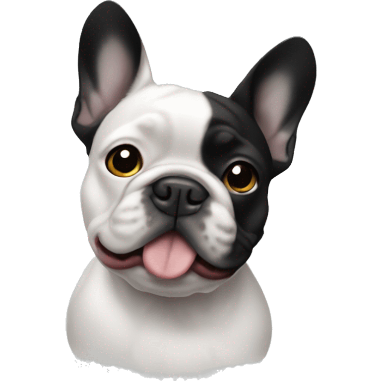 Black and white frenchie emoji