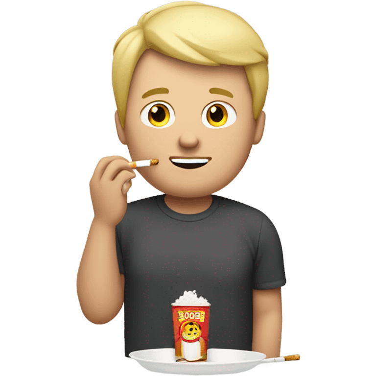  blonde fat guy smoking and eating  emoji