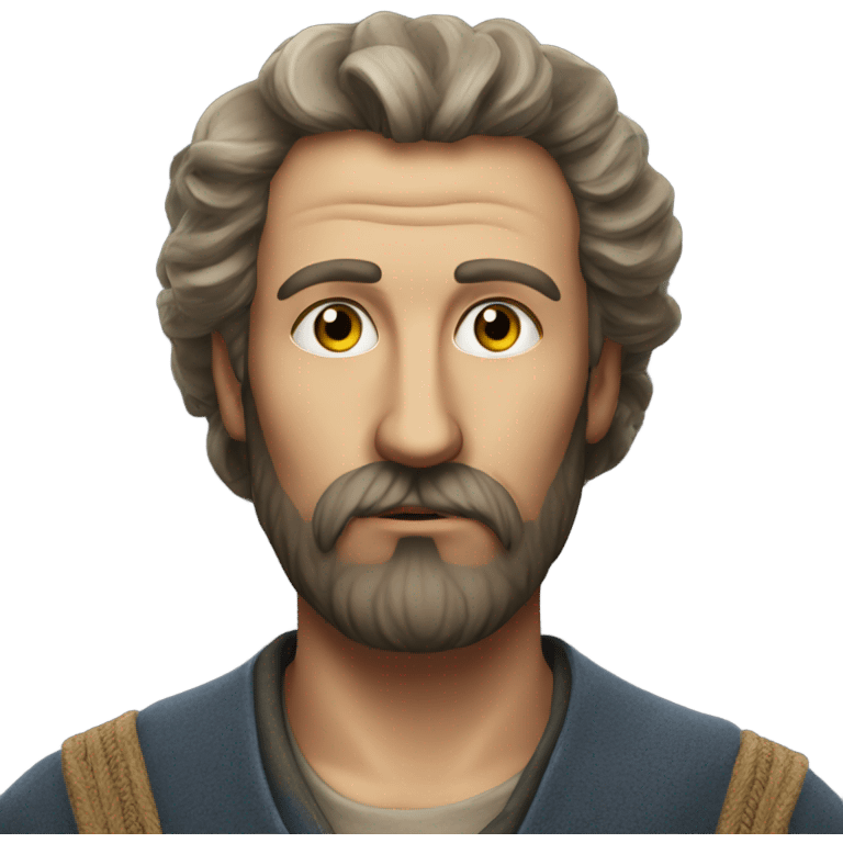 Russian peasant with a beard photorealistic serious emoji