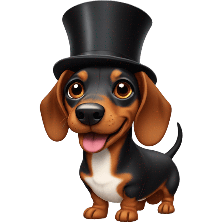 Weiner dog wearing a top hat emoji