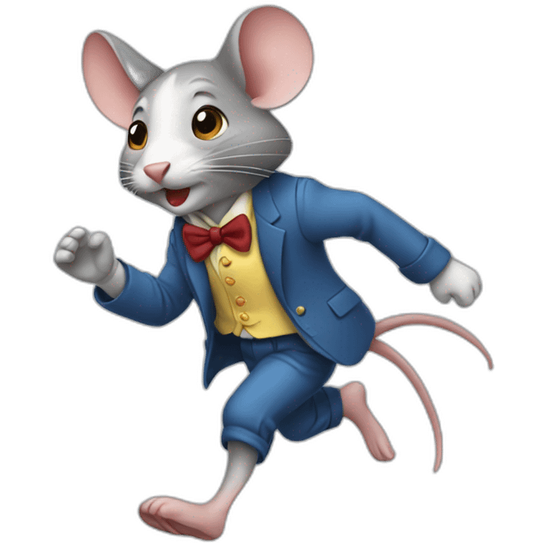 mouse dressed in clothes running like a human emoji