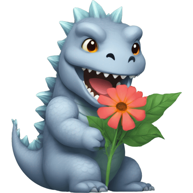 godzilla holding flower emoji