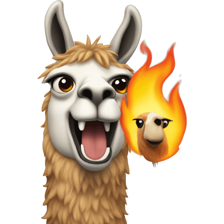 llama flaming emoji