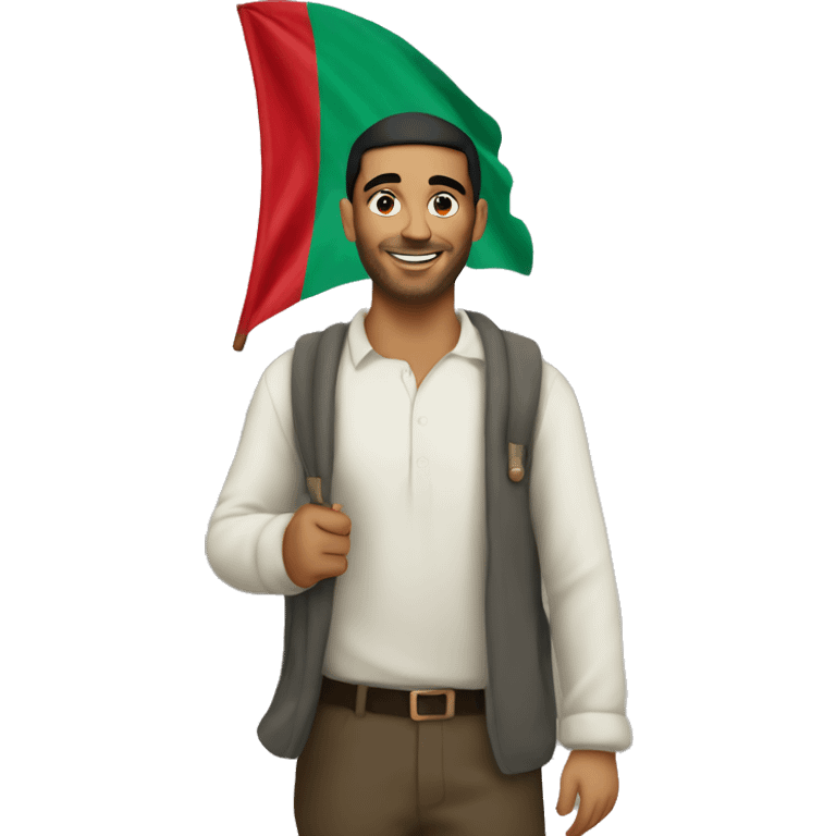 Man carrying Moroccan flag emoji