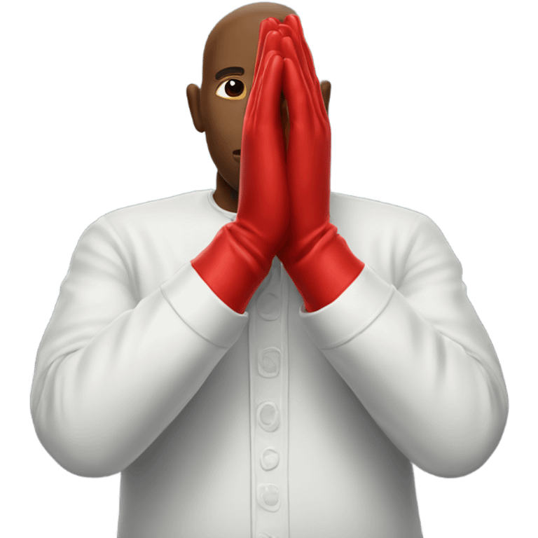 Prayer hands wearing red gloves emoji