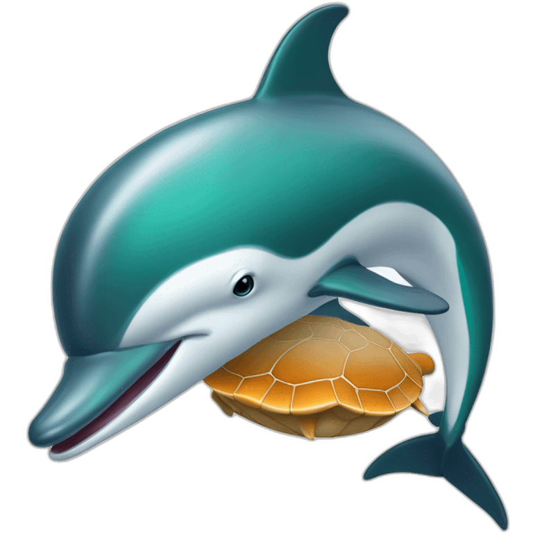 Dauphins avec une tortue emoji