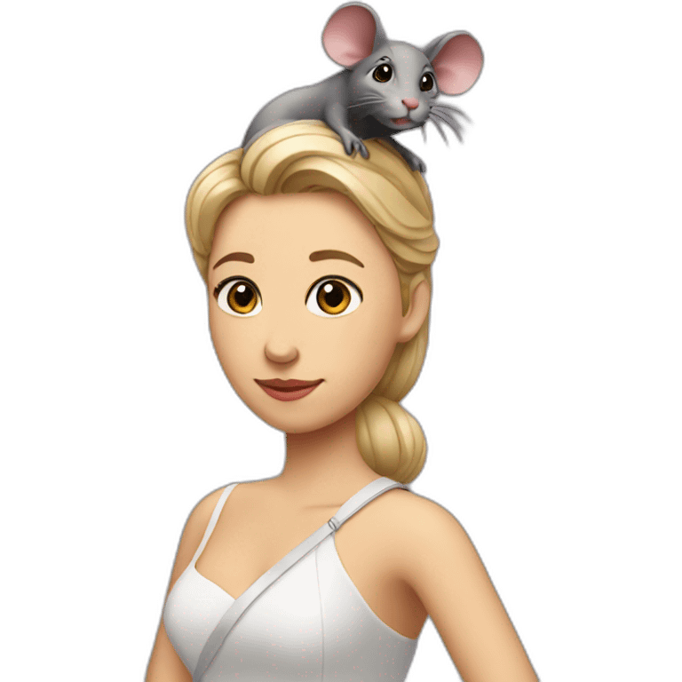 a lady in a dress with a rat on her shoulder emoji