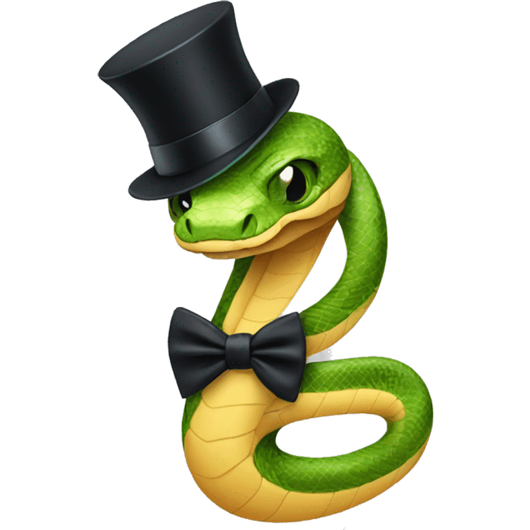 Snake wearing a top hat and a bow tie emoji