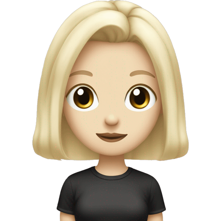 Blonde girl wearing kuromi T shirt emoji