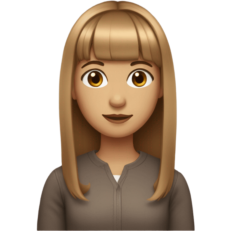 Girl with bangs, long light brown hair, brown eyes emoji