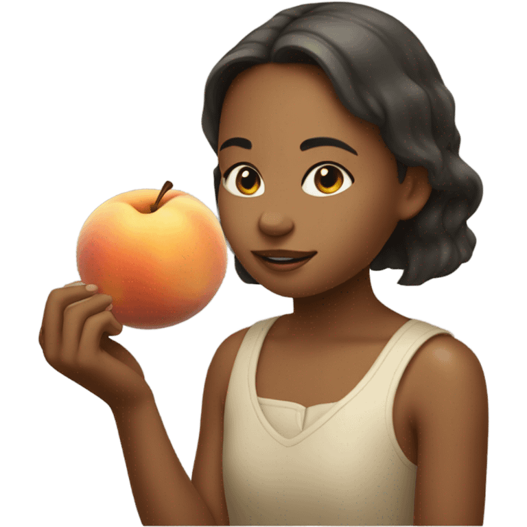 girl eating a peach emoji