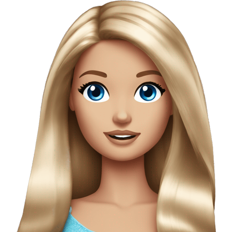 Barbie long brown hair blue eyes emoji