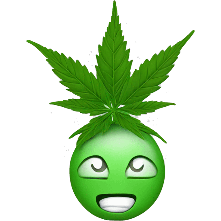 green cbd bud with face emoji