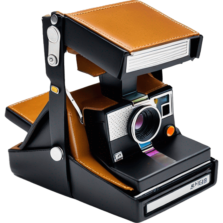 Sx-70 foldable polaroid with metal and leather body emoji