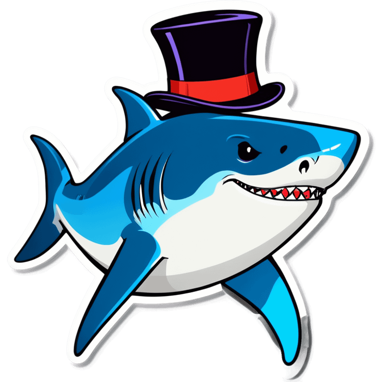 Shark with a top hat emoji