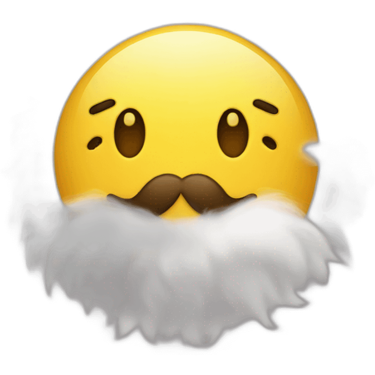 Yellow round face emoji with tongue out and fluffy mustache emoji