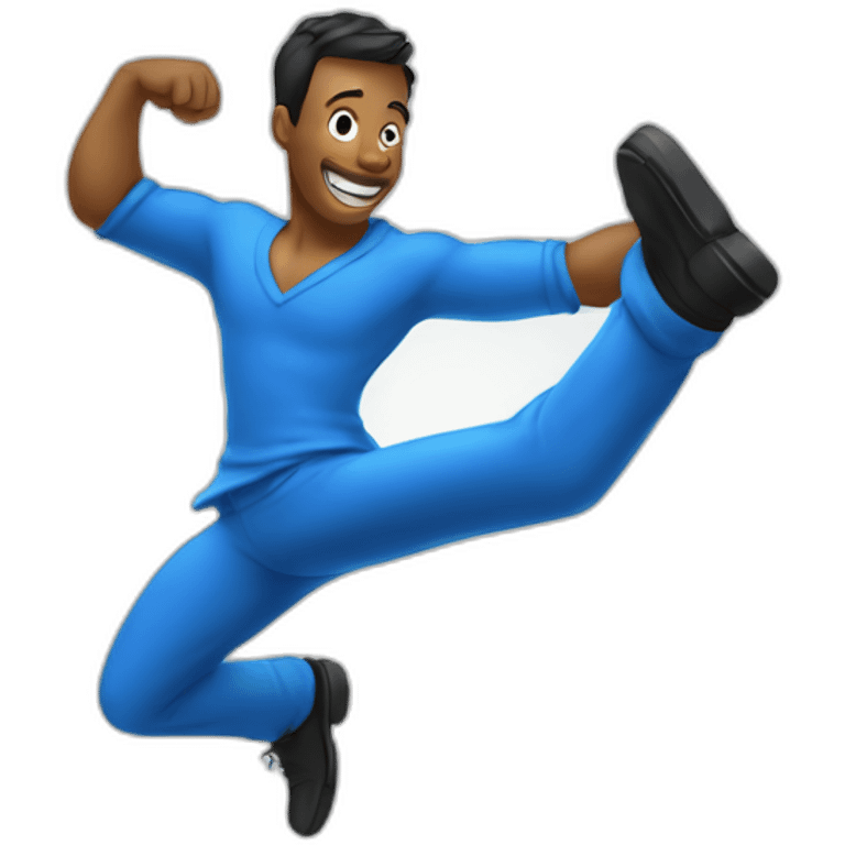 blue cartoon guy shaking gluteus maximus dance emoji