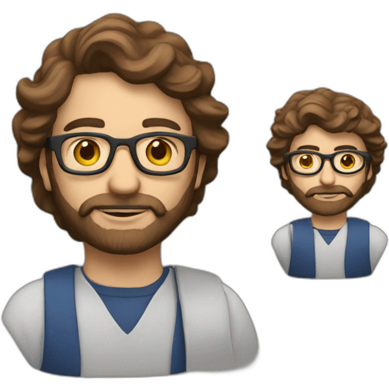 A settled man with brown hair, glasses, a beard and a sibyl emoji