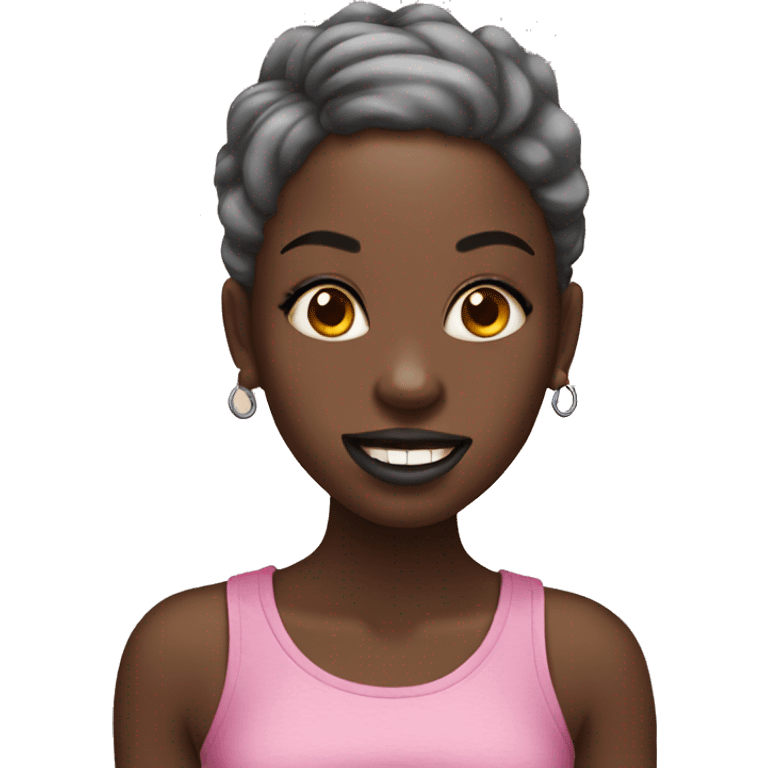 black Girl with tongue piercing  emoji