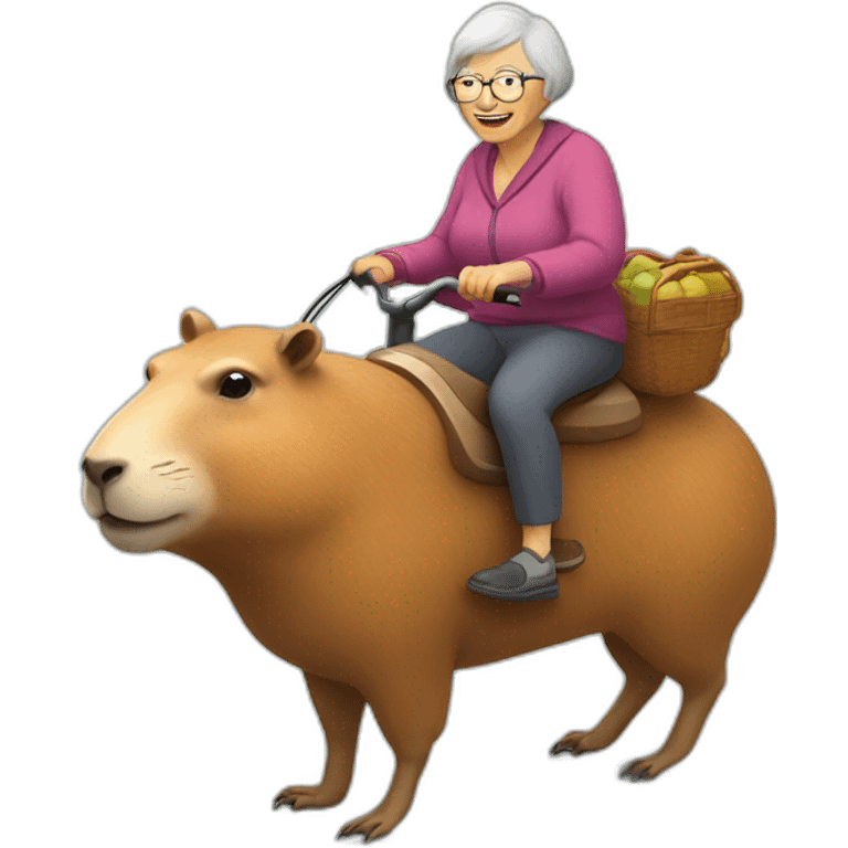 grandma ride on a capybara emoji