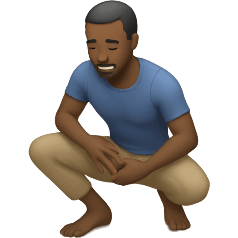 man kneeling in sand with hands on the ground emoji