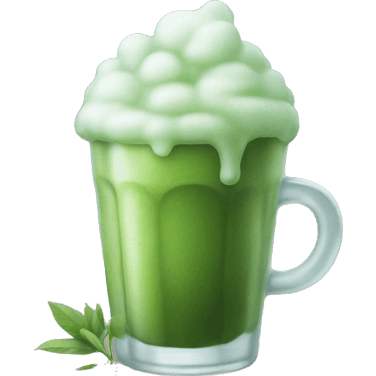 iced matcha with froth in cup emoji