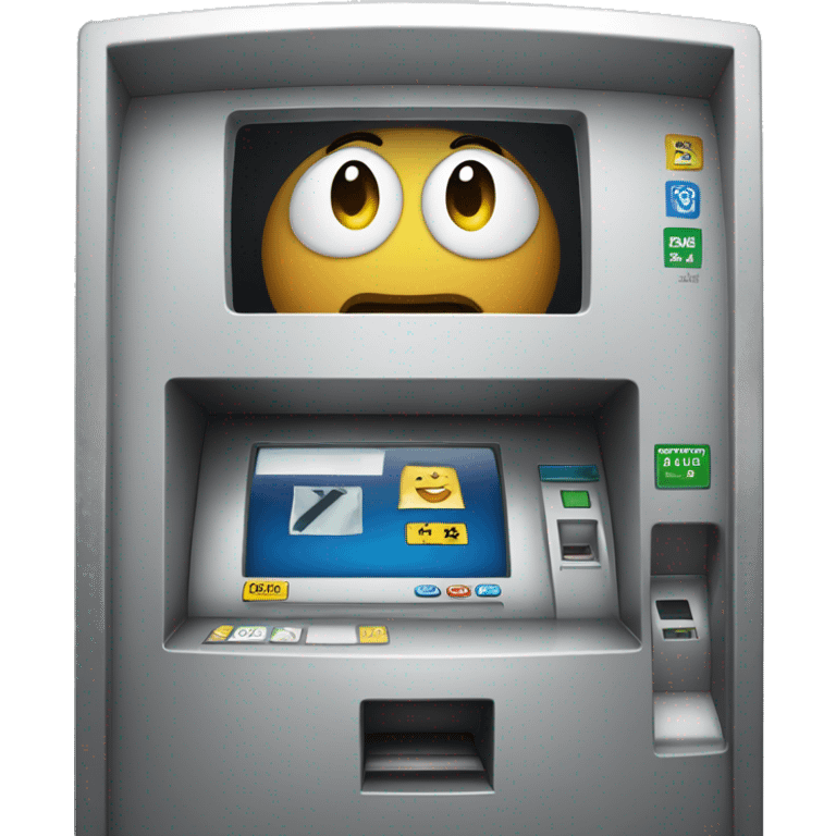 ATM machine + curious face emoji