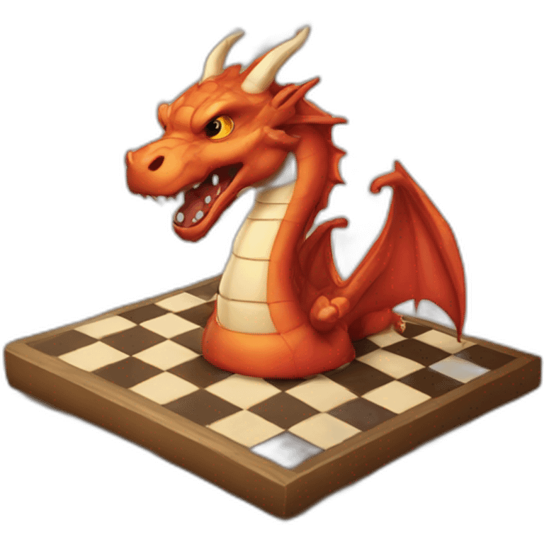 chess board with a dragon head emoji