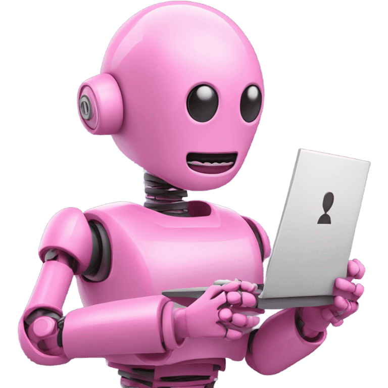 human-like pink robot carrying email icon in hands emoji