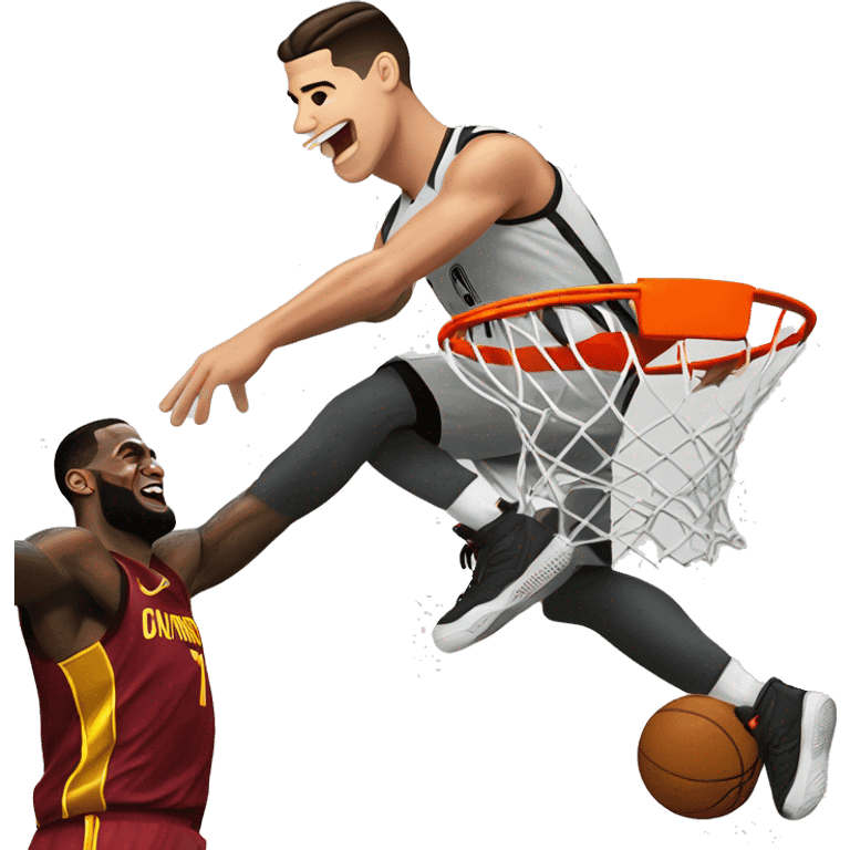 Cristiano Ronaldo dunking on LeBron James  emoji