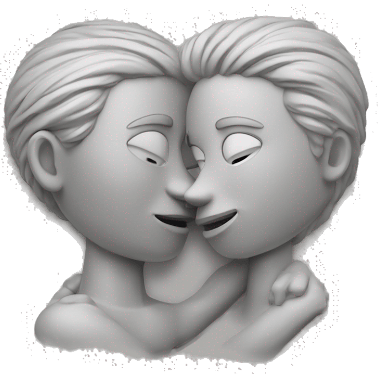 “Create an emoji depicting two figures in a close, passionate embrace, using abstract, intertwined shapes and curves to suggest intimacy without being explicit.” emoji