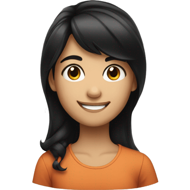 smiling girl with black hair emoji