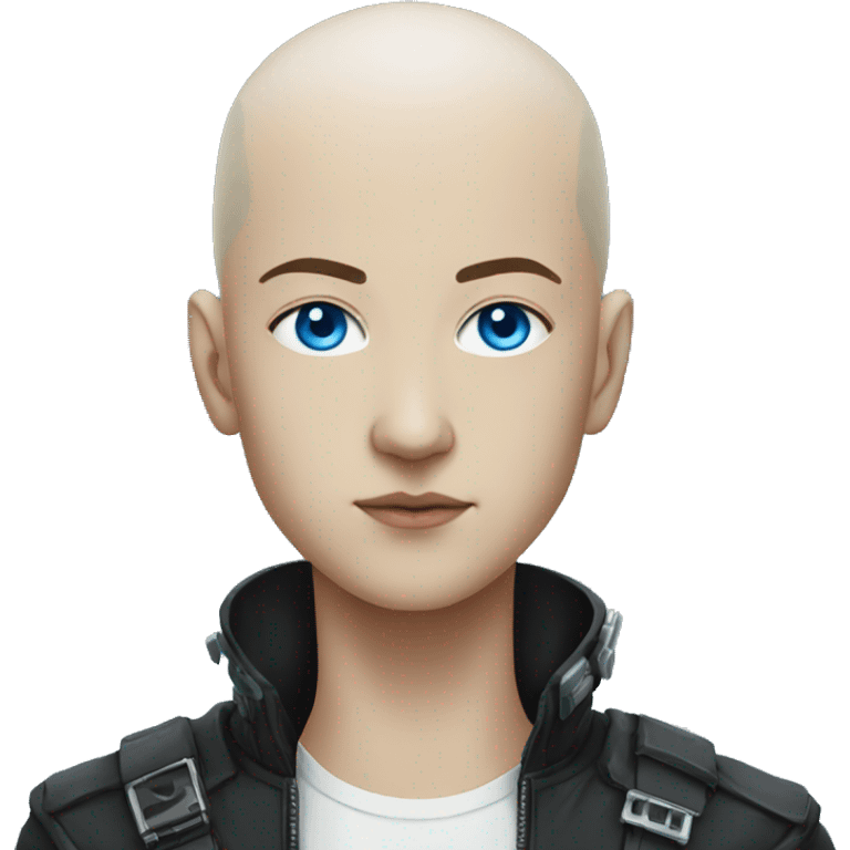 V, Cyberpunk, white, shaved heads, blue eyes emoji