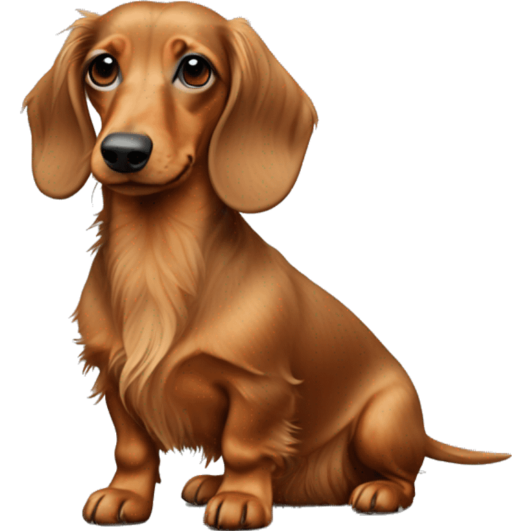 Fawn long haired Dachshund full body emoji