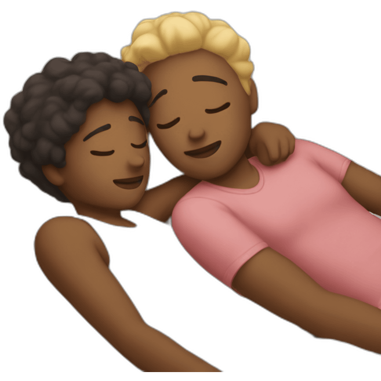 two people cuddling while lying down emoji