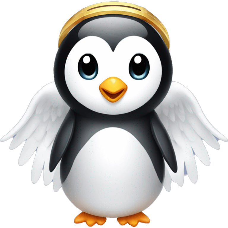 Penguin with angel wings and a halo emoji