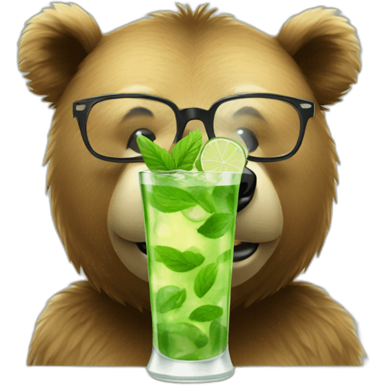 bear with glasses drinking mojito emoji