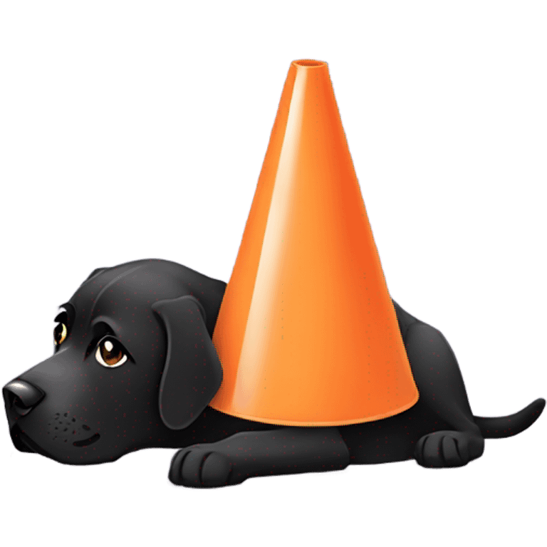 black lab dog wearing a cone  emoji