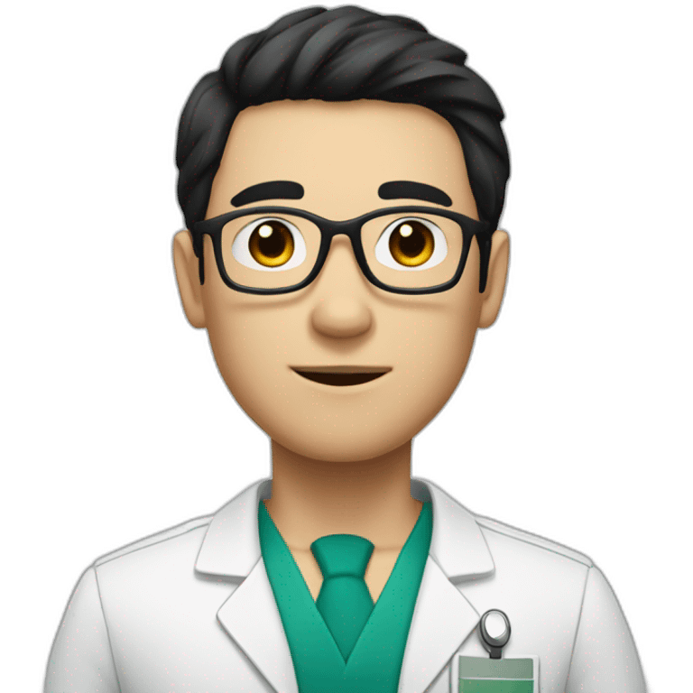 Medic man with black hair, pale skin, round glasses emoji