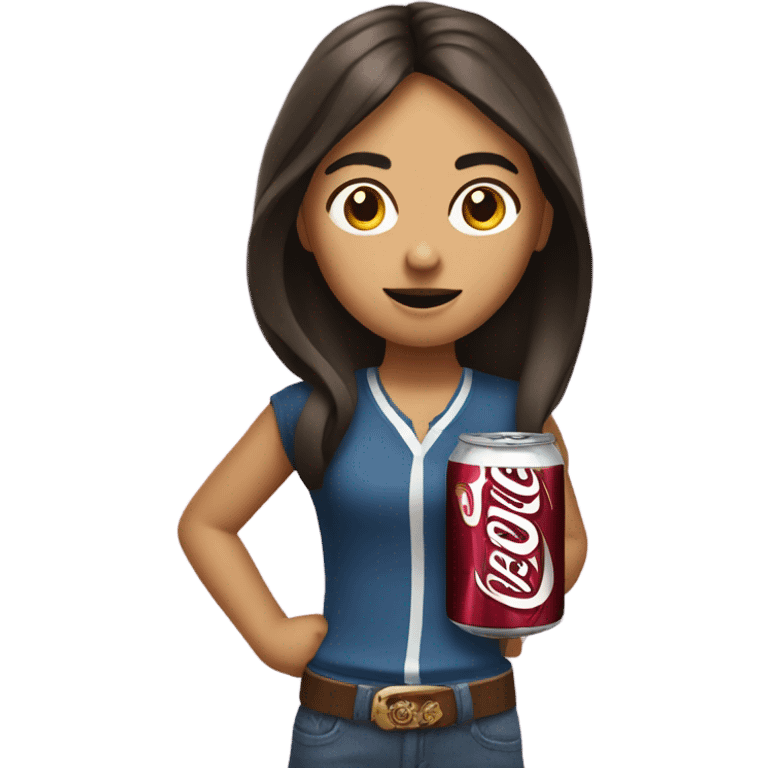 Mexican girl with mustache and Dr Pepper  emoji