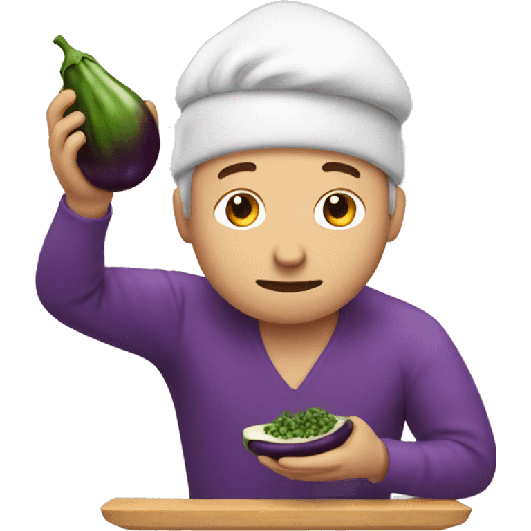 Man eating eggplant emoji