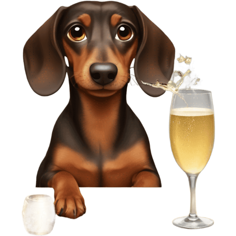 Brown dachshund drinking champagne emoji