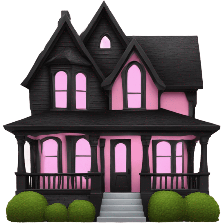 Black gothic house with pink trim emoji