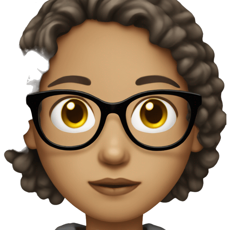 Brunette, light skinned with pale complexity girl wearing glasses  emoji