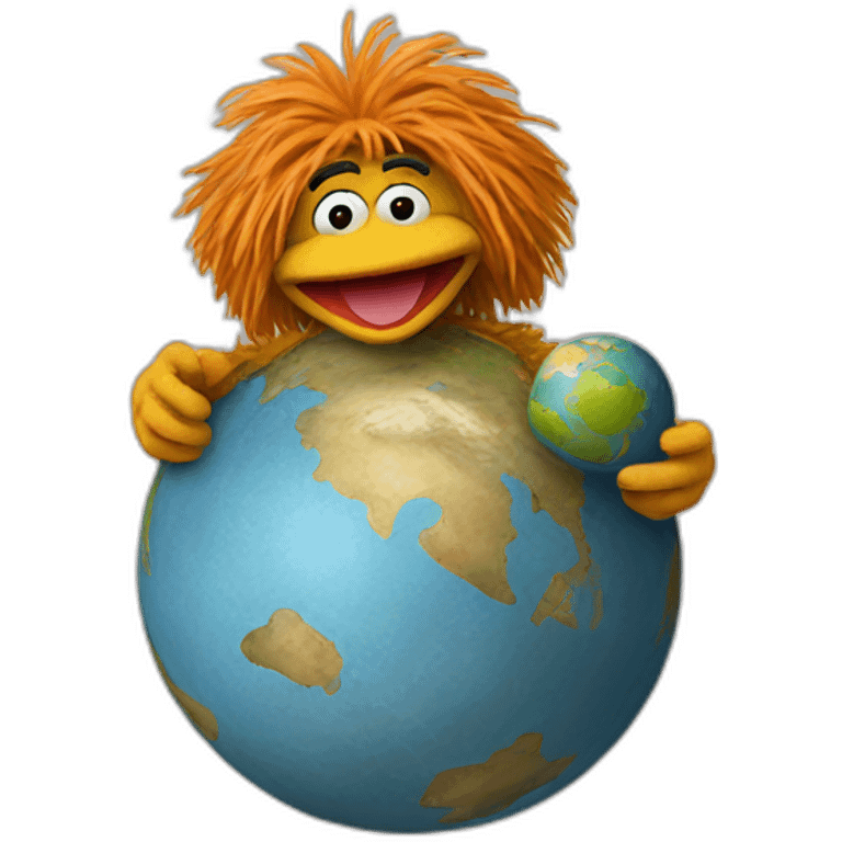 fraggle with a globe emoji