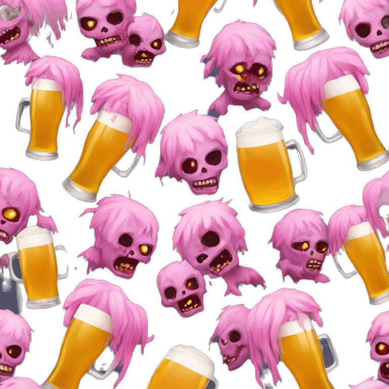 zombies with beer and pink hair emoji