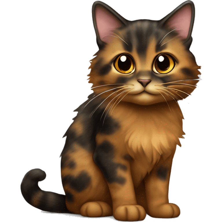 Tortoiseshell colored cat, long haired emoji